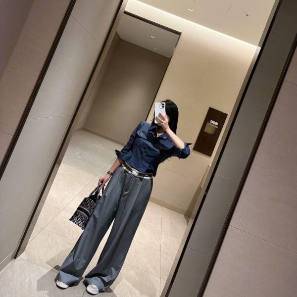 Contrast 拼色抽繩垂墜西褲 