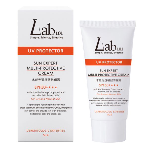 Lab101 水感光透極致防曬霜SPF50+＊＊＊50g Lab101 防曬、SPF50防曬霜、水感防曬推薦、清爽不黏、防水耐汗防曬、臉部防曬霜、玻尿酸保濕防曬、妝前服貼、防曬不泛白