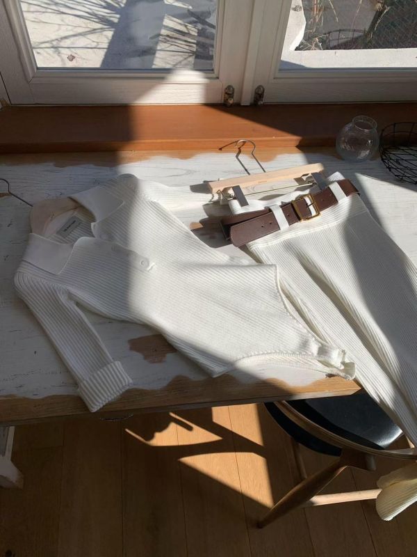 翻領開襟針織兩件式套組 針織兩件式套組