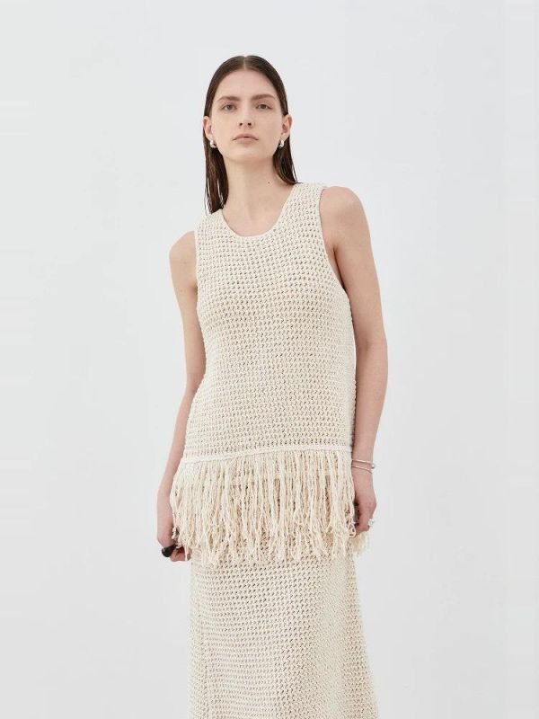 Ivory流蘇編織背心 