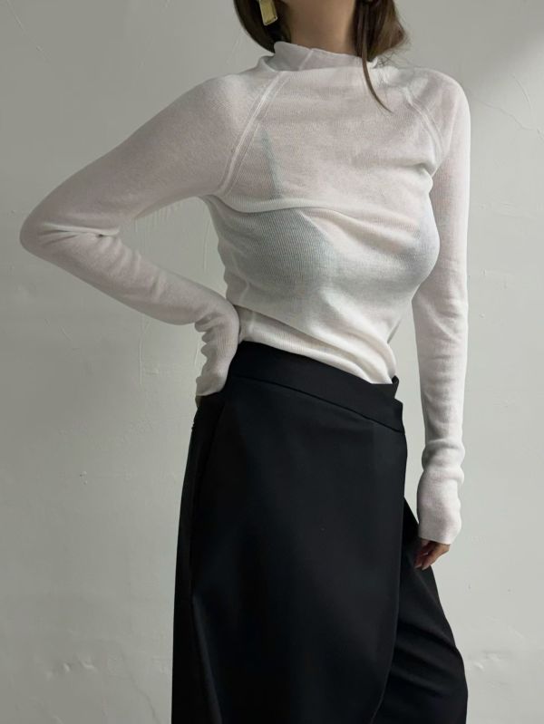 立領貼膚細針織長袖 