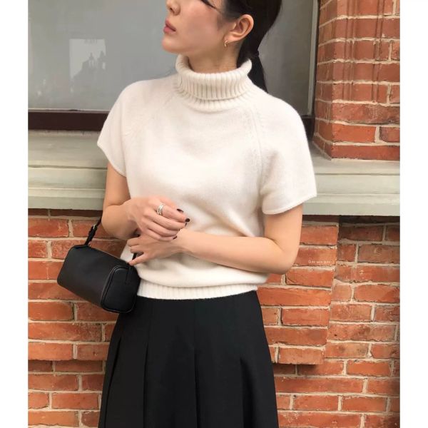 喀什米爾立領針織上衣 高領針織