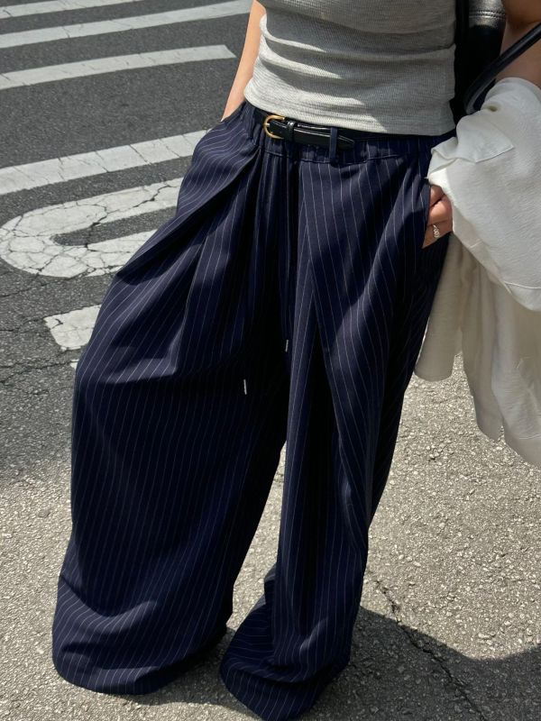 條紋西裝寬褲 西裝寬褲