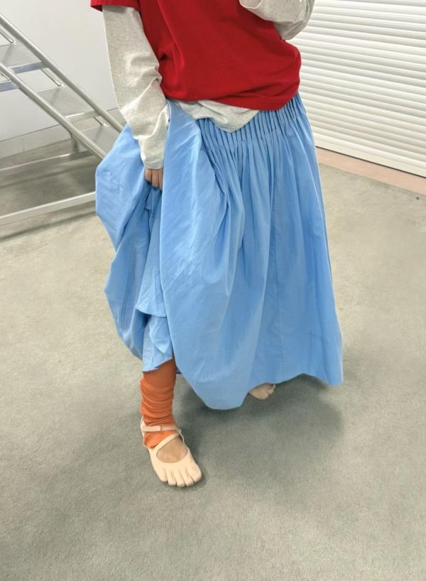 Azure細褶收腰長裙 百褶裙