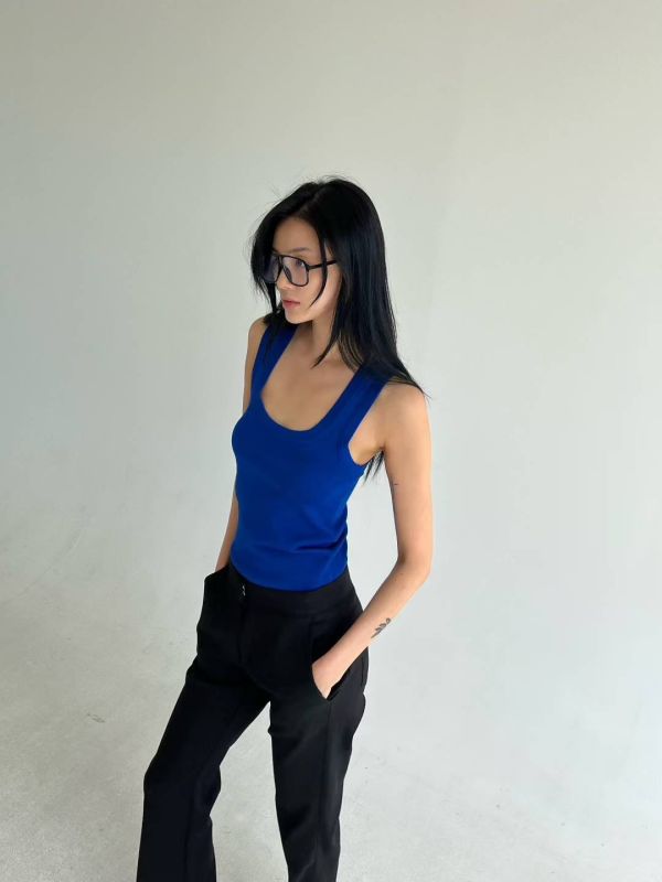 極簡寬肩羅紋背心 背心 tank top