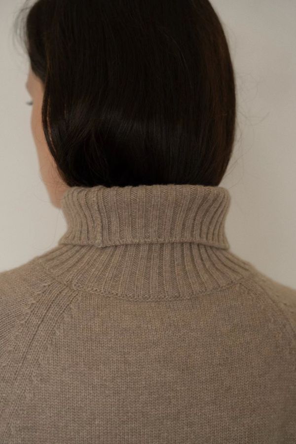 喀什米爾立領針織上衣 高領針織