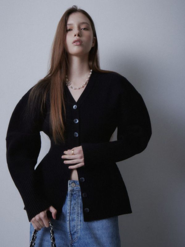 繭形立體收腰針織外套 針織衫