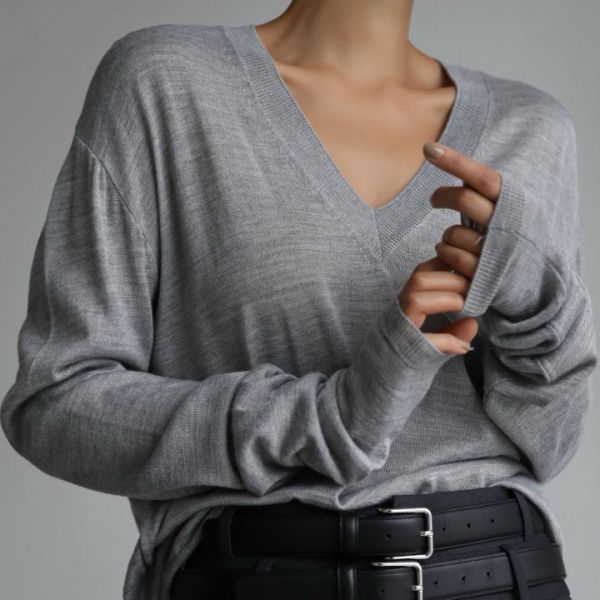 法式慵懶V領針織 針織V領