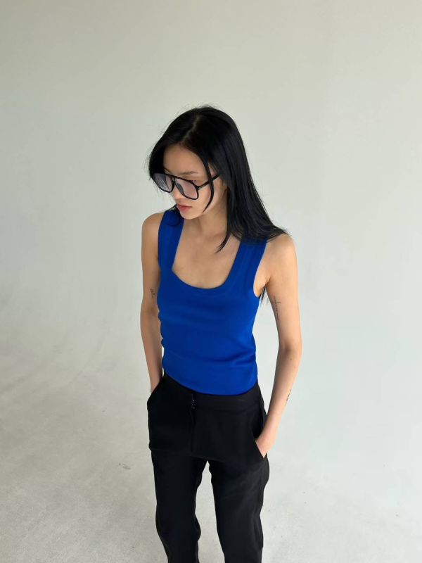 極簡寬肩羅紋背心 背心 tank top