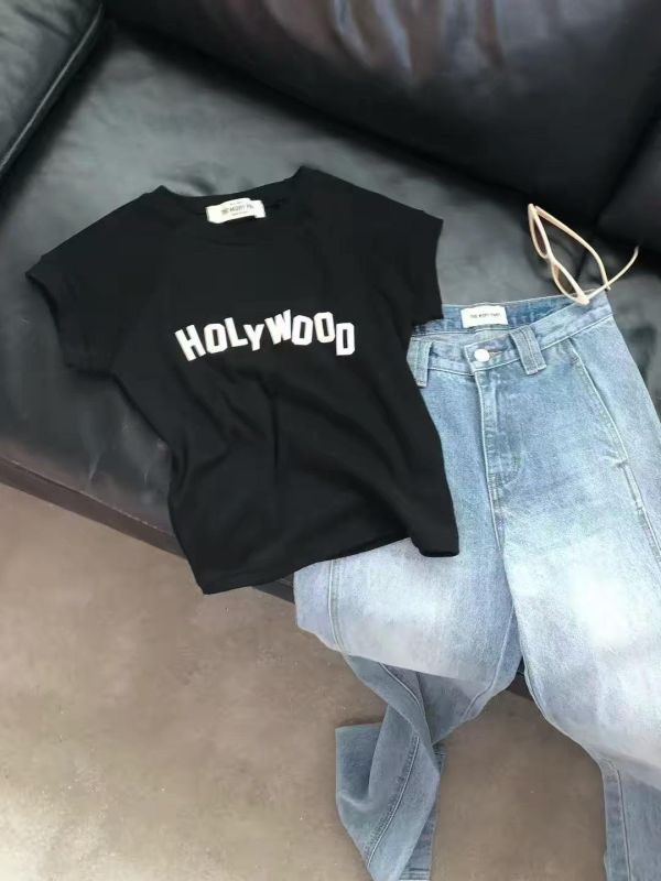 設計感字母修身短T t-shirt