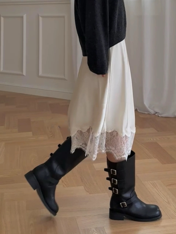 Rowe緞面蕾絲裙 蕾絲裙 緞面