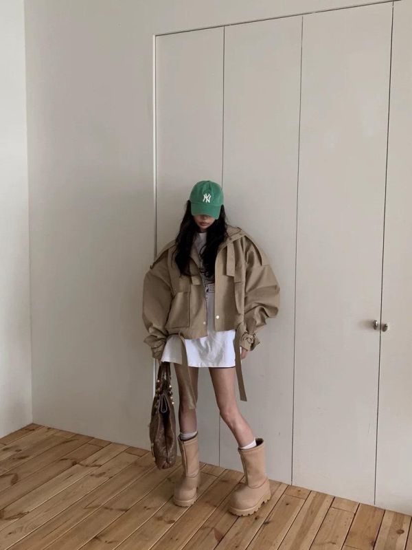 率性立領短版風衣外套 風衣