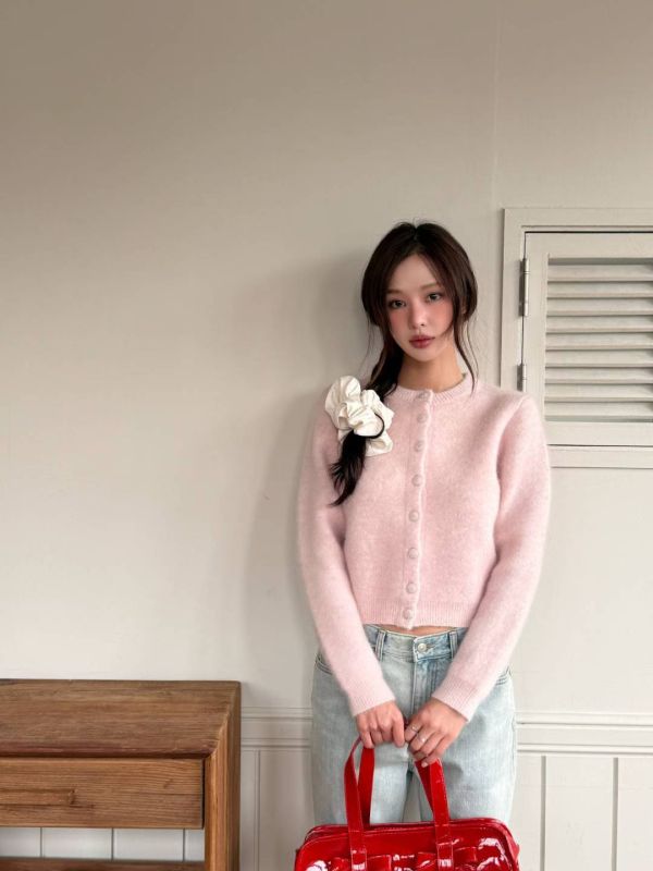 雲絨短版針織外套 短版針織外套