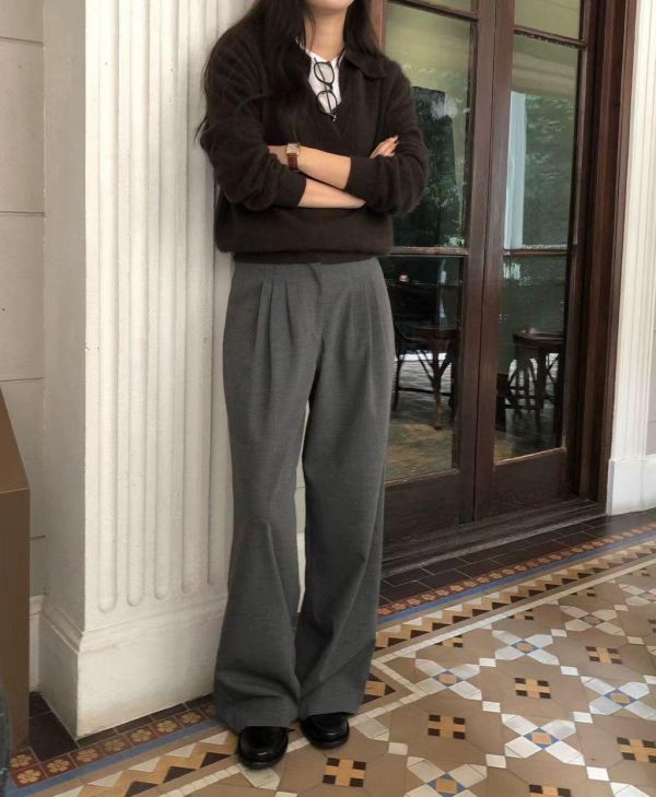 柔絨質感翻領上衣 翻領針織上衣