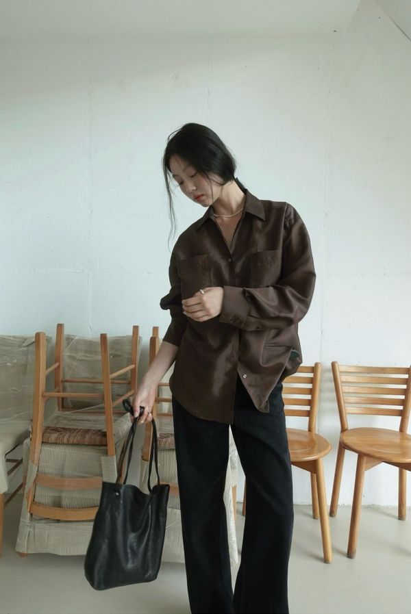 凜色金屬光澤襯衫 光澤襯衫