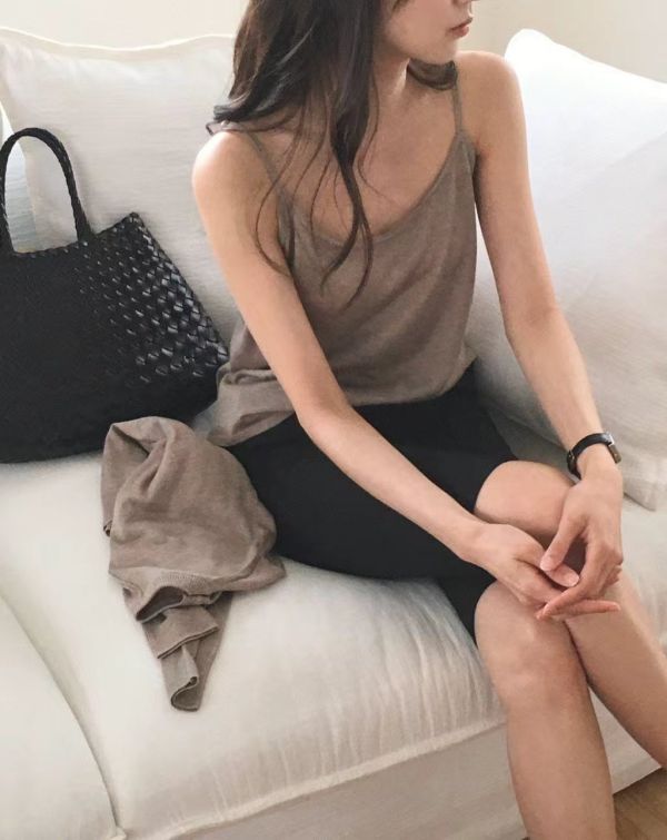 質感親膚細肩帶針織套組 細肩帶針織背心