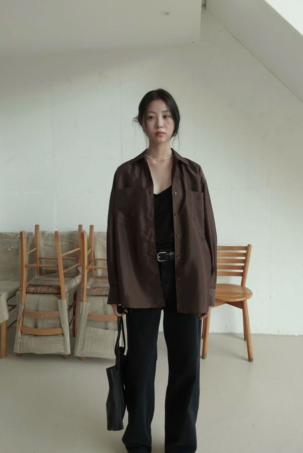 凜色金屬光澤襯衫 光澤襯衫