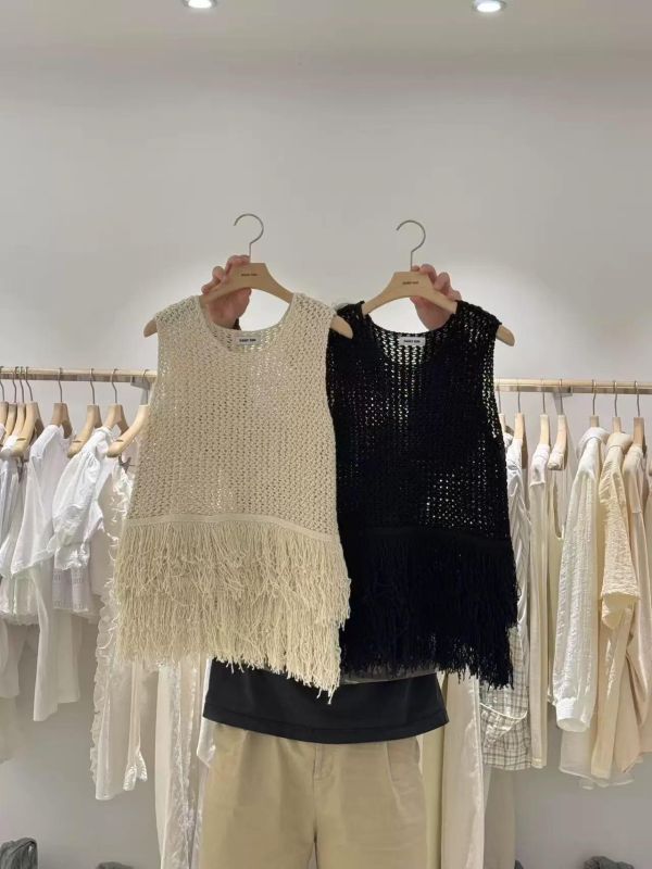 Ivory流蘇編織背心 