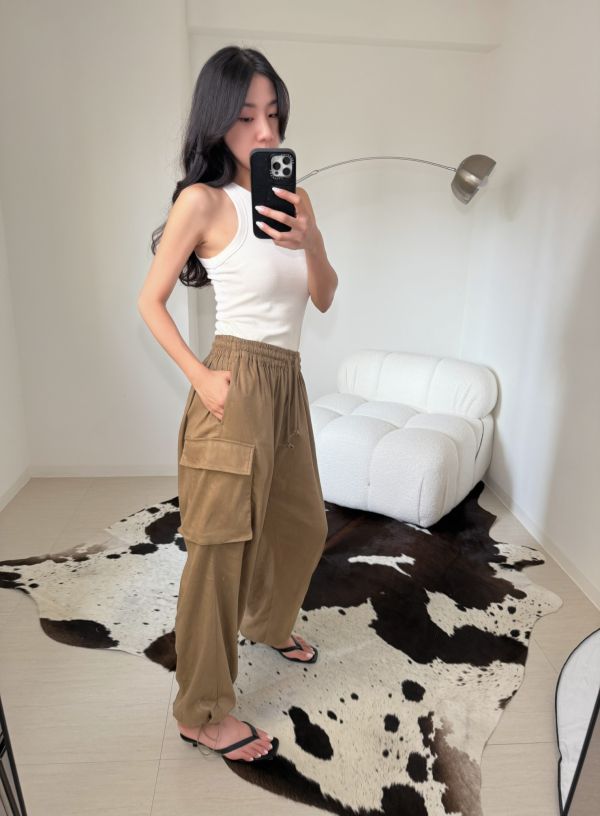 率性設計感抽繩工裝褲 工裝褲