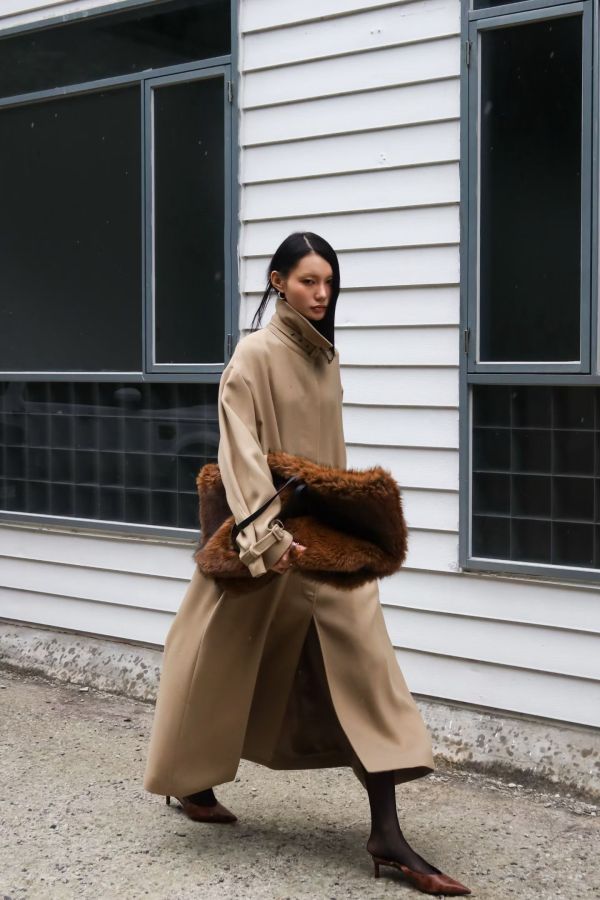 立領呢料長版大衣 長版大衣