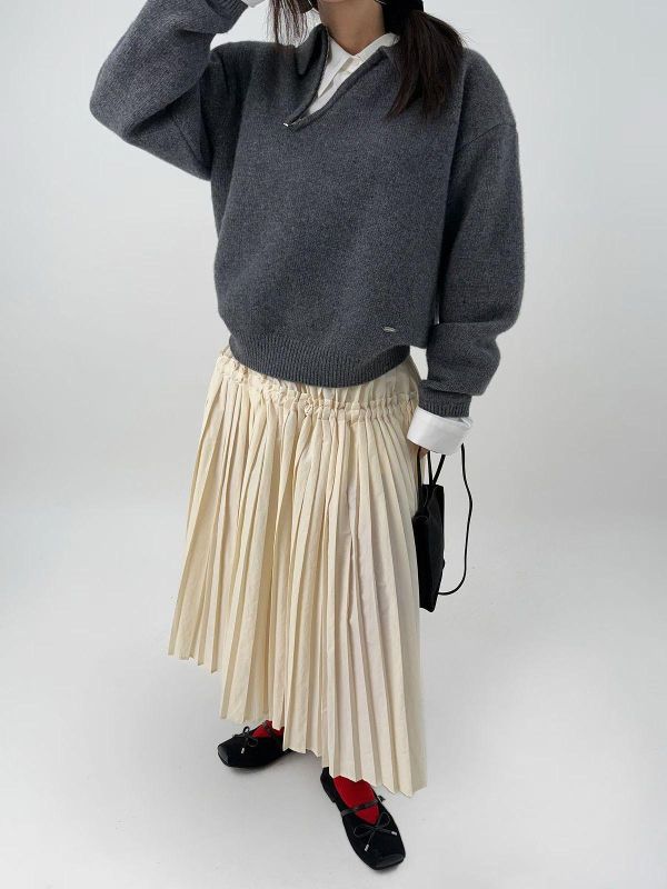 設計感壓褶裙 百褶裙