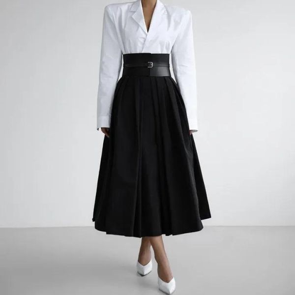 俐落剪裁寬版腰封 皮帶 腰封