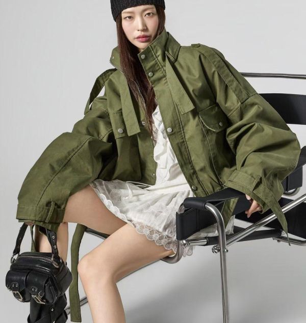 率性立領短版風衣外套 風衣