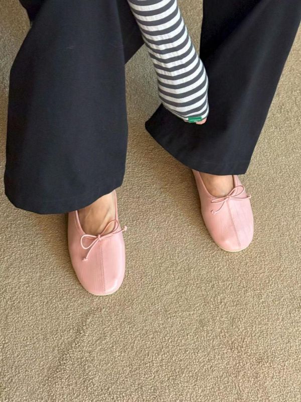 柔軟皮革縐褶芭蕾鞋 芭蕾鞋