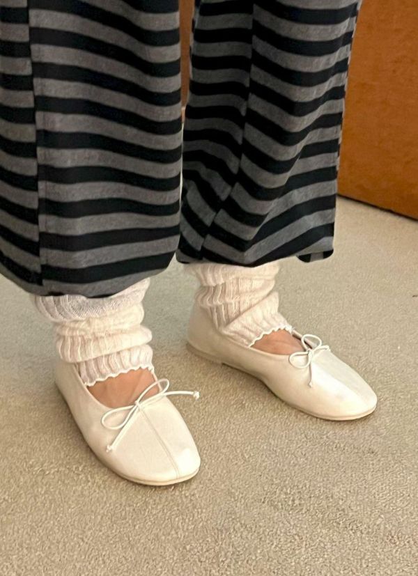 柔軟皮革縐褶芭蕾鞋 芭蕾鞋