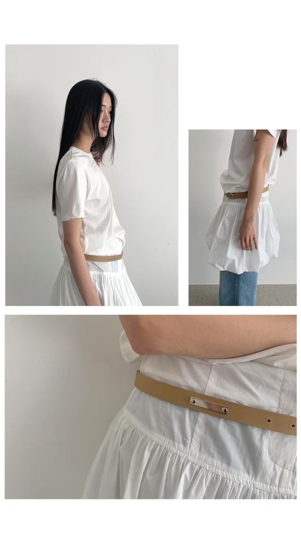 質感銀釦牛皮細皮帶 牛皮細皮帶
MIU MIU