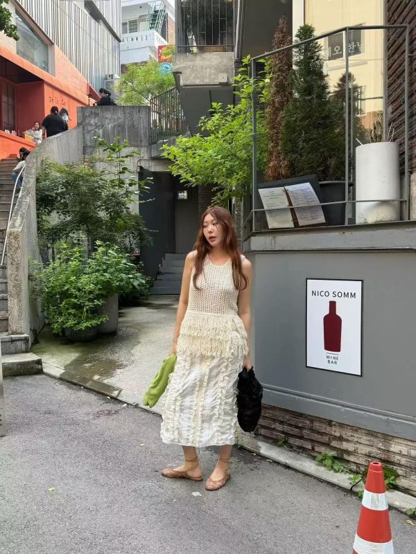 Ivory流蘇編織背心 