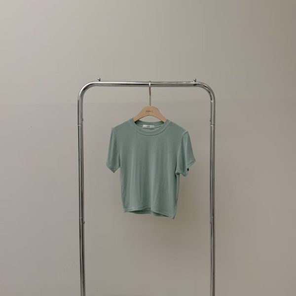 柔膚透視修身短袖上衣 