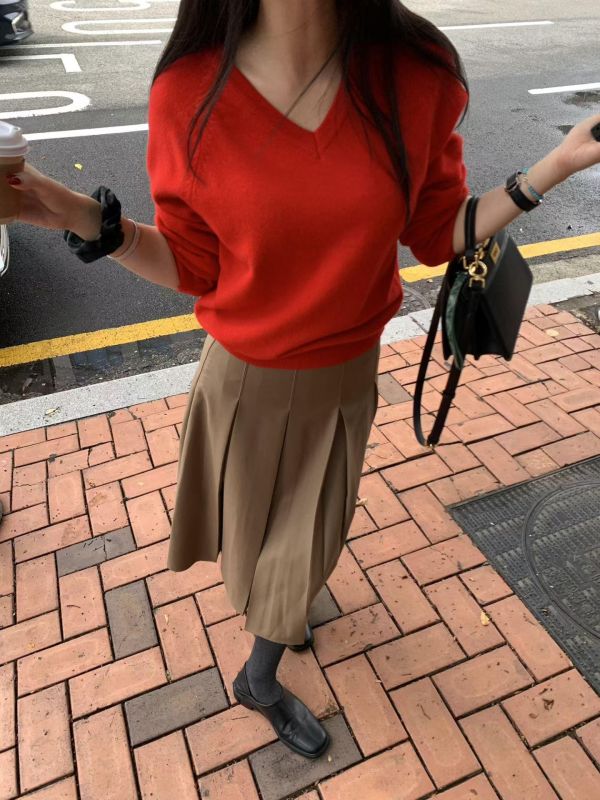 法式收腰百褶裙 百褶裙