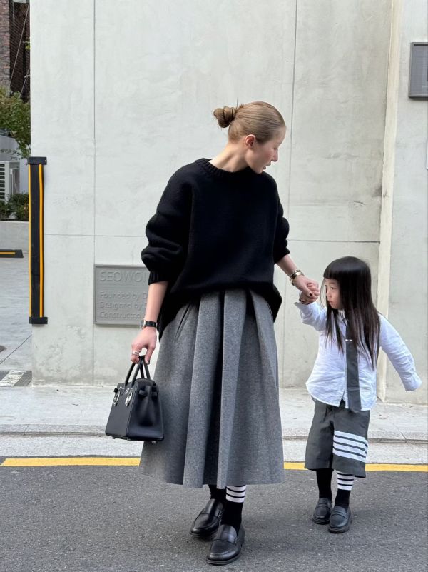 立體打褶毛呢裙 長裙 百褶裙