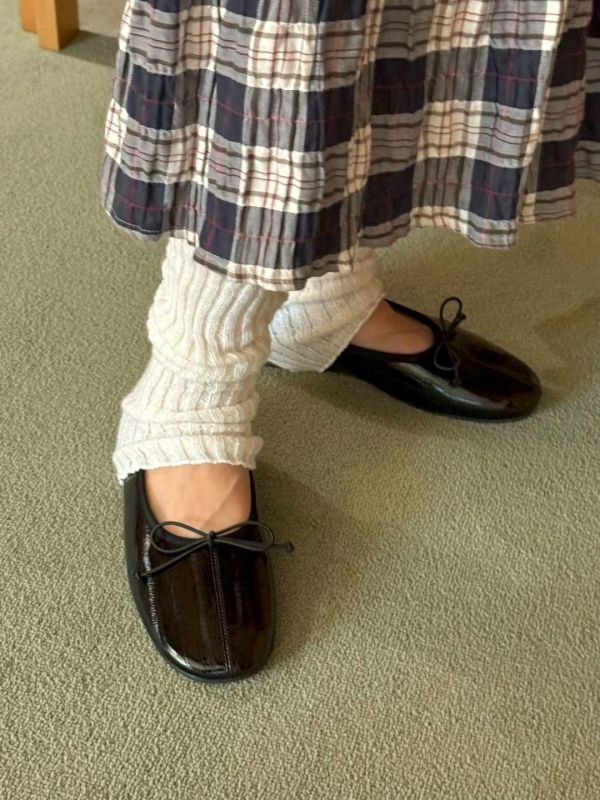 柔軟皮革縐褶芭蕾鞋 芭蕾鞋