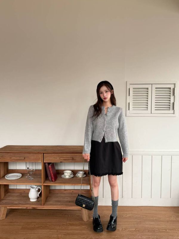 雲絨短版針織外套 短版針織外套