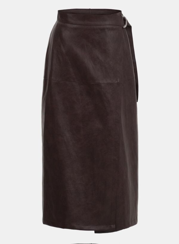 質感皮革側釦長裙 皮裙