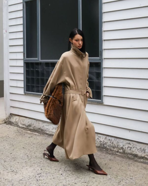 立領呢料長版大衣 長版大衣