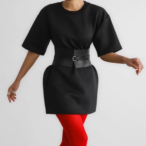 俐落剪裁寬版腰封 皮帶 腰封