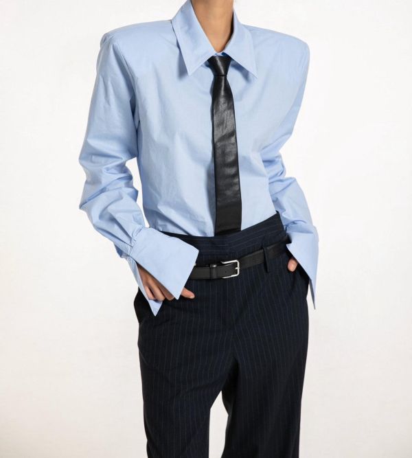 立體肩線寬袖襯衫 襯衫