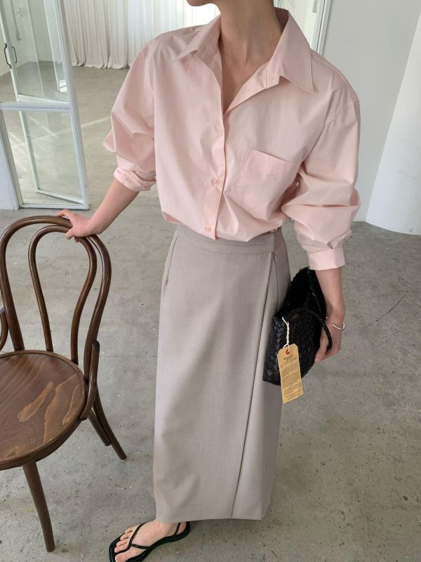 修身側開衩直筒西裝裙 西裝裙