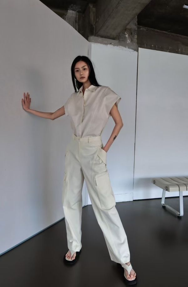Oversized 落肩無袖襯衫 落肩無袖襯衫