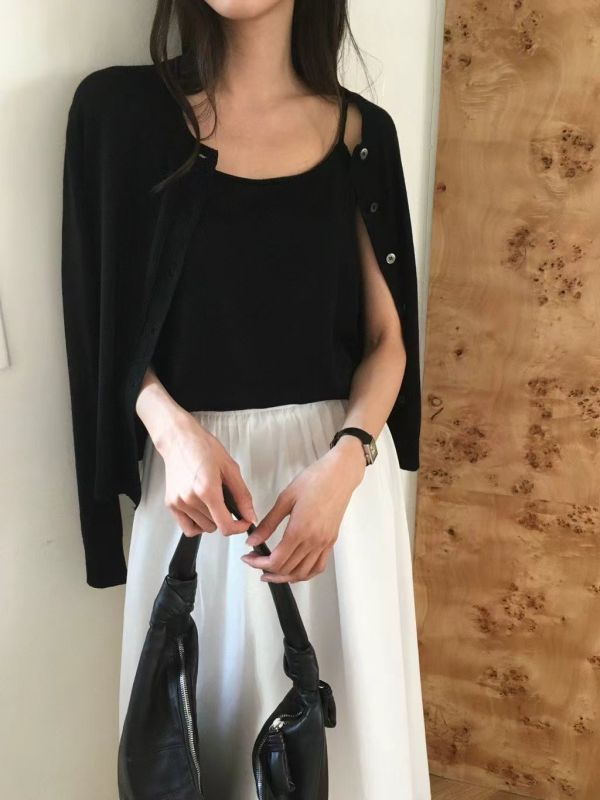 質感親膚細肩帶針織套組 細肩帶針織背心