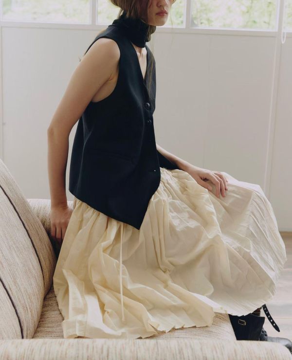 設計感壓褶裙 百褶裙