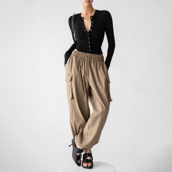 率性設計感抽繩工裝褲 工裝褲