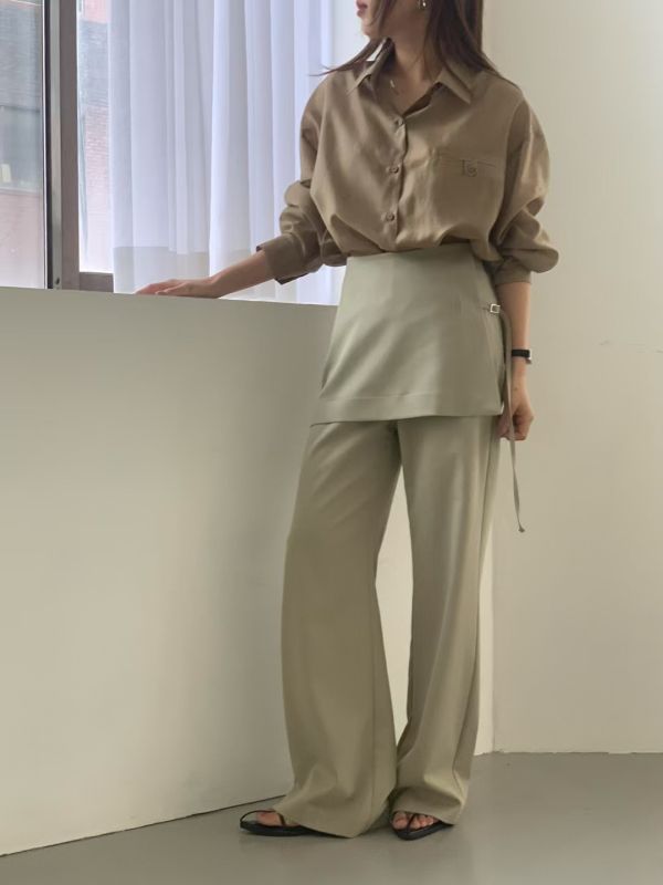 質感透膚光澤感oversized 襯衫 