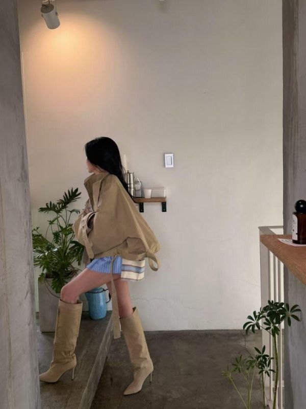 率性立領短版風衣外套 風衣