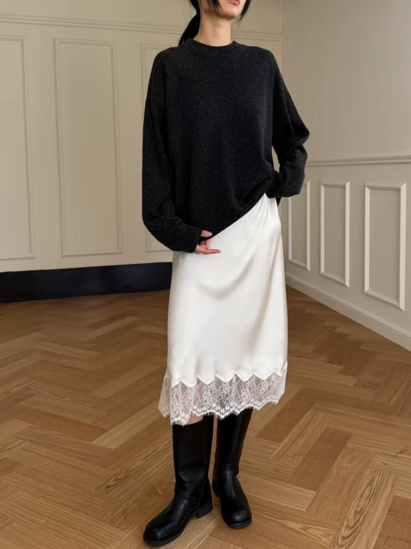 Rowe緞面蕾絲裙 蕾絲裙 緞面