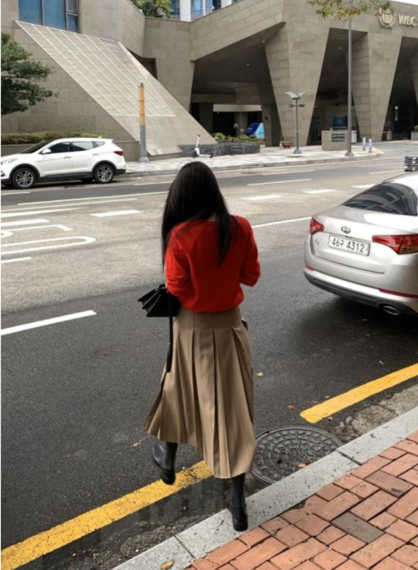 法式收腰百褶裙 百褶裙