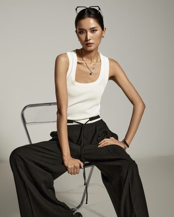 極簡寬肩羅紋背心 背心 tank top